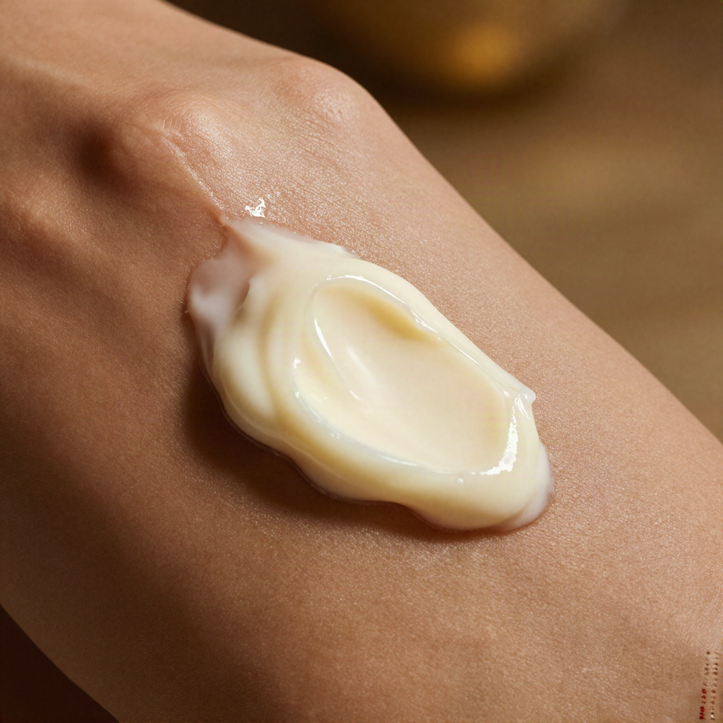 Shea butter melting on the back of a hand